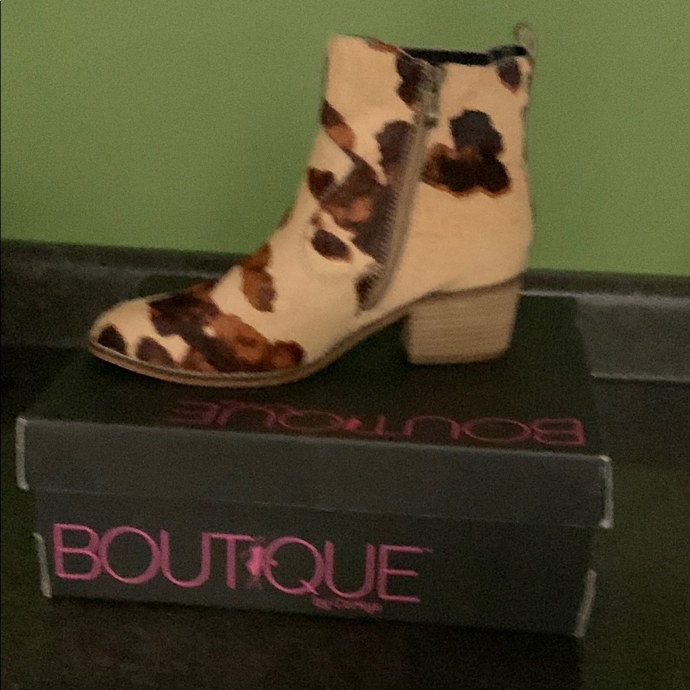 Cow Print Ankle Boots